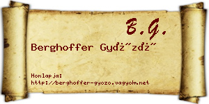 Berghoffer Győző névjegykártya